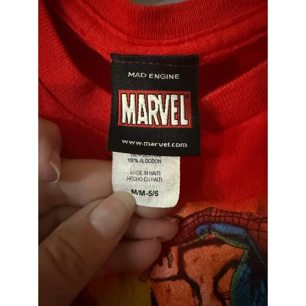 Mad Engine Marvel Spiderman Captain America Graphic Shirt Boys M 5-6